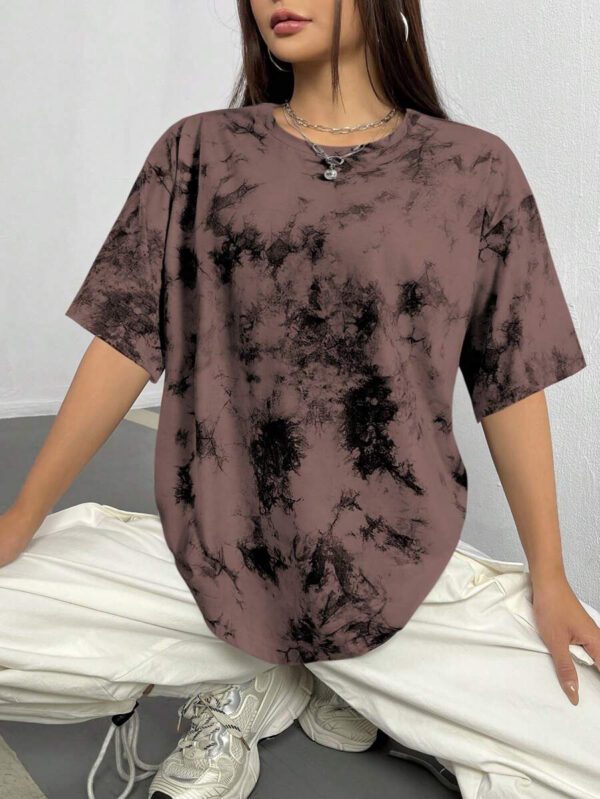INAWLY T-shirt ample à épaules tombantes tie dye, hauts graphiques pour femmes – Image 14