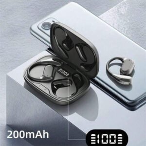 Écouteurs sans fil, écouteurs sans fil Bluetooth 5.4, sans fil pour la course, avec microphone anti-bruit ENC, casque circum-aural à graves 3D profonds, écouteurs de sport avec crochets d'oreille, compatible avec iOS/Android
