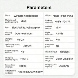 Écouteurs sans fil, écouteurs sans fil Bluetooth 5.4, sans fil pour la course, avec microphone anti-bruit ENC, casque circum-aural à graves 3D profonds, écouteurs de sport avec crochets d'oreille, compatible avec iOS/Android