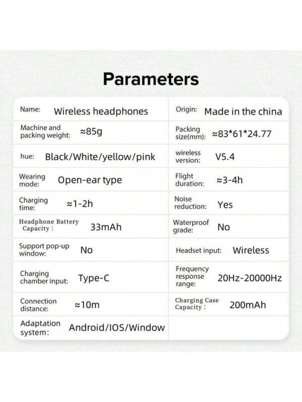 Écouteurs sans fil, écouteurs sans fil Bluetooth 5.4, sans fil pour la course, avec microphone anti-bruit ENC, casque circum-aural à graves 3D profonds, écouteurs de sport avec crochets d'oreille, compatible avec iOS/Android – Image 10