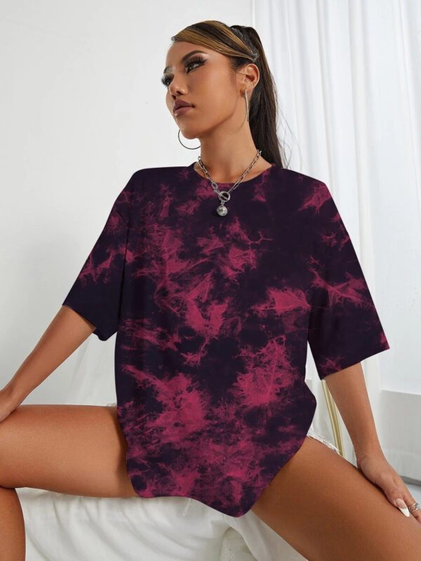 INAWLY T-shirt ample à épaules tombantes tie dye, hauts graphiques pour femmes – Image 37