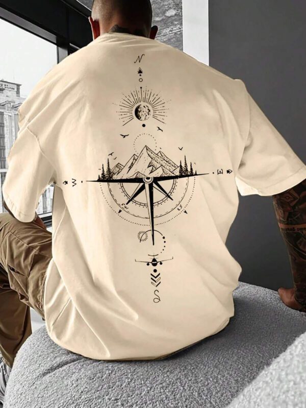 Manfinity LEGND T-shirt à col rond à manches courtes avec imprimé de montagne pour hommes, cadeau pour petit ami, pour sortir – Image 2