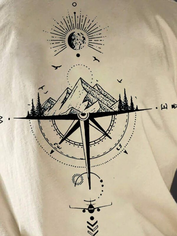 Manfinity LEGND T-shirt à col rond à manches courtes avec imprimé de montagne pour hommes, cadeau pour petit ami, pour sortir – Image 6