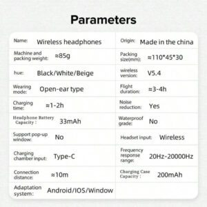 Écouteurs sans fil, écouteurs sans fil Bluetooth 5.4, sans fil pour la course, avec microphone anti-bruit ENC, casque circum-aural à graves 3D profonds, écouteurs de sport avec crochets d'oreille, compatible avec iOS/Android