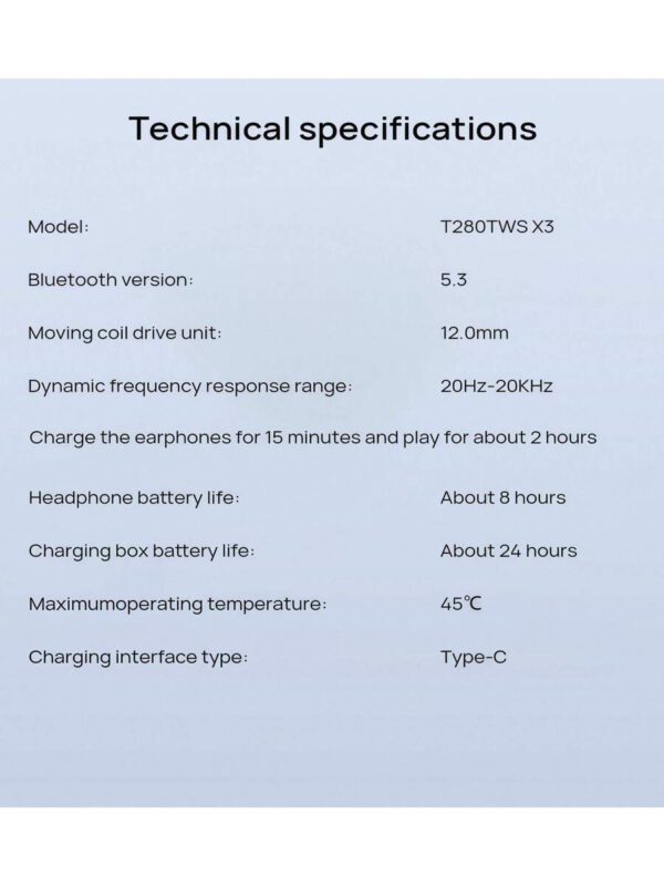 JBL Écouteurs sans fil T280TWS X3, qualité e-sport, 40 ms sans délai, double microphone ENC, réduction intelligente du bruit, chat vocal, résistance à l'eau IPX4, oscillation des oreilles, autonomie de la batterie de 28 heures, outil de positionnement précis du champ sonore – Image 12
