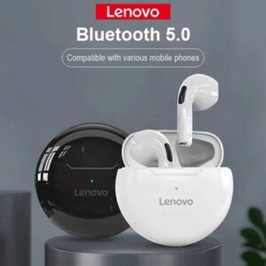 Lenovo 1 pièce Écouteurs Bluetooth sans fil HT38 Écouteurs de sport avec son HD basse, résistant à la transpiration, léger et confortable. Idée de cadeau pour femmes et hommes. Cadeau de vacances Noir Blanc
