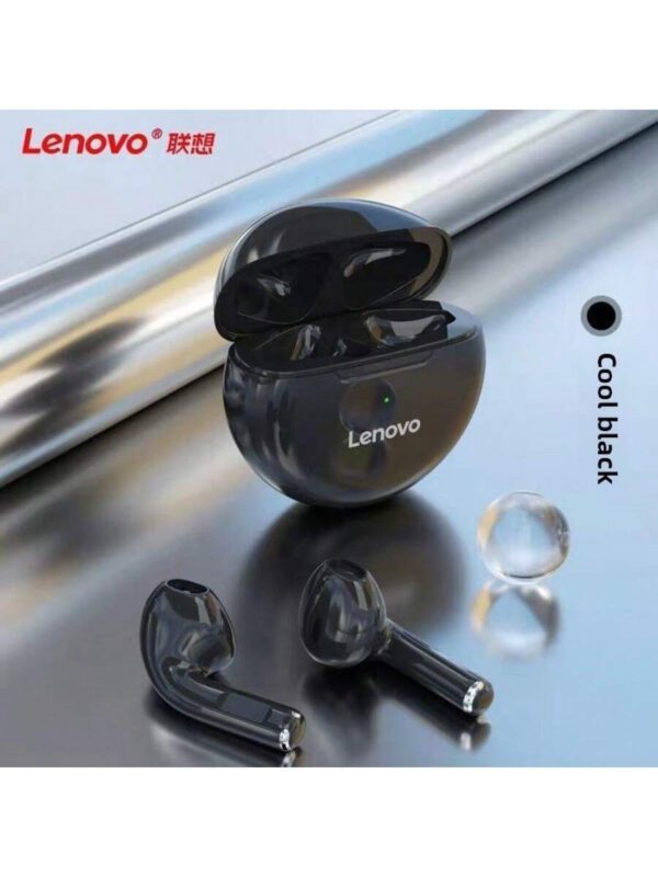 Lenovo 1 pièce Écouteurs Bluetooth sans fil HT38 Écouteurs de sport avec son HD basse, résistant à la transpiration, léger et confortable. Idée de cadeau pour femmes et hommes. Cadeau de vacances Noir Blanc – Image 6