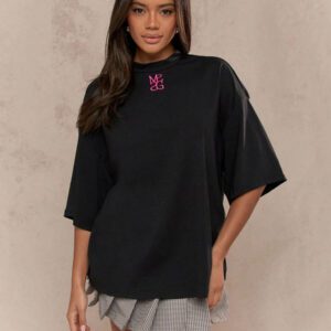 MISSGUIDED T-shirt surdimensionné à col rond et logo brodé