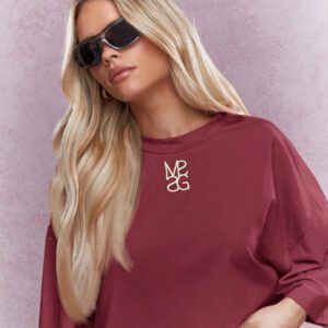 MISSGUIDED T-shirt surdimensionné à col rond et logo brodé