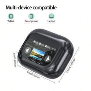 HITOZON Écouteurs sans fil HITOZON avec boîtier de charge à écran tactile, écouteurs stéréo avec microphone intégré, casque intra-auriculaire avec réduction de bruit pour smartphones, ordinateurs, ordinateurs portables, sport
