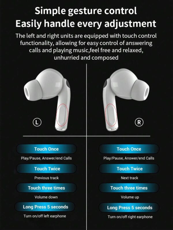 HITOZON Écouteurs sans fil HITOZON avec boîtier de charge à écran tactile, écouteurs stéréo avec microphone intégré, casque intra-auriculaire avec réduction de bruit pour smartphones, ordinateurs, ordinateurs portables, sport – Image 18