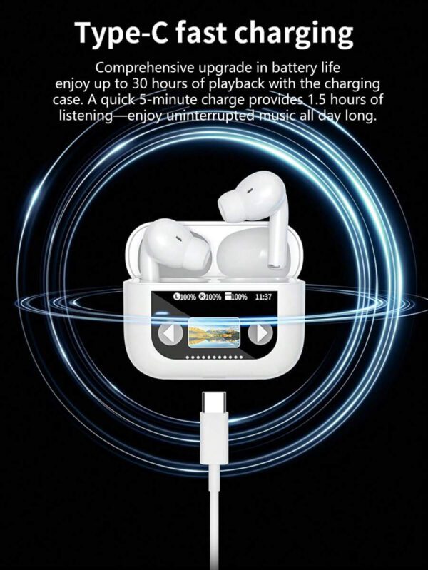 HITOZON Écouteurs sans fil HITOZON avec boîtier de charge à écran tactile, écouteurs stéréo avec microphone intégré, casque intra-auriculaire avec réduction de bruit pour smartphones, ordinateurs, ordinateurs portables, sport – Image 19