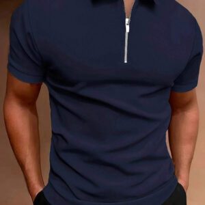 Polo à demi-zip à manches courtes d'été pour hommes, convient pour le plein air, les vacances et les tenues décontractées