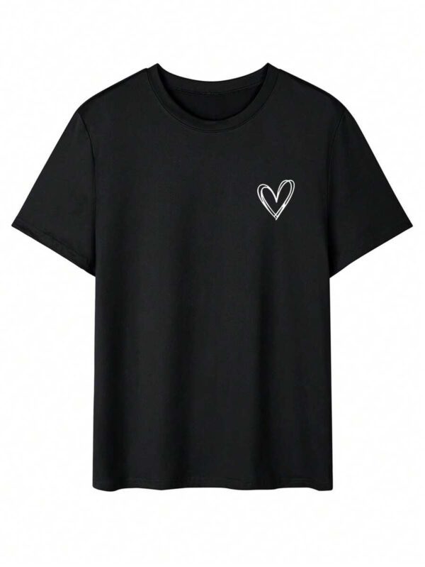 T-shirt à manches courtes col rond avec imprimé cœur simple pour homme – Image 14