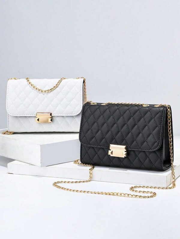 1 pièce Sac à main carré , sangle en métal réglable, à porter à l'épaule ou à la main, style attrayant et élégant, minimaliste polyvalent, mettant en valeur le charme féminin, adapté comme cadeau – Image 4