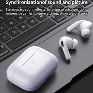 Écouteurs sans fil véritables - compatibles avec Apple et Android, microphone intégré, écouteurs résistants à la transpiration, jusqu'à 24 heures d'autonomie - blanc, écouteurs  sans fil, airbuds, pour étui airpuds