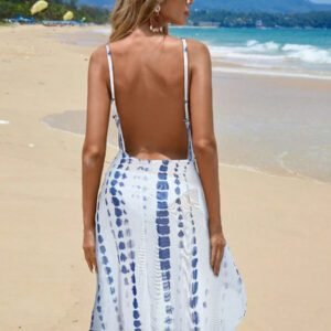 SHEIN Swim Femmes cache-maillot tie-dye imprimée à épaule unique sans manches, pour les vacances d'été