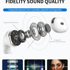 Écouteurs sans fil Pods (4e génération), casque Bluetooth, audio spatial personnalisé, résistant à la transpiration et à l'eau, étui de chargement Lightning inclus, jusqu'à 30 heures d'autonomie