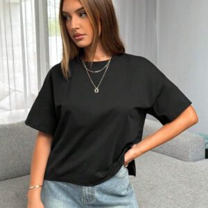 Siren Gaze T-shirt basique pour femmes été à l"avant court et à l"arrière long