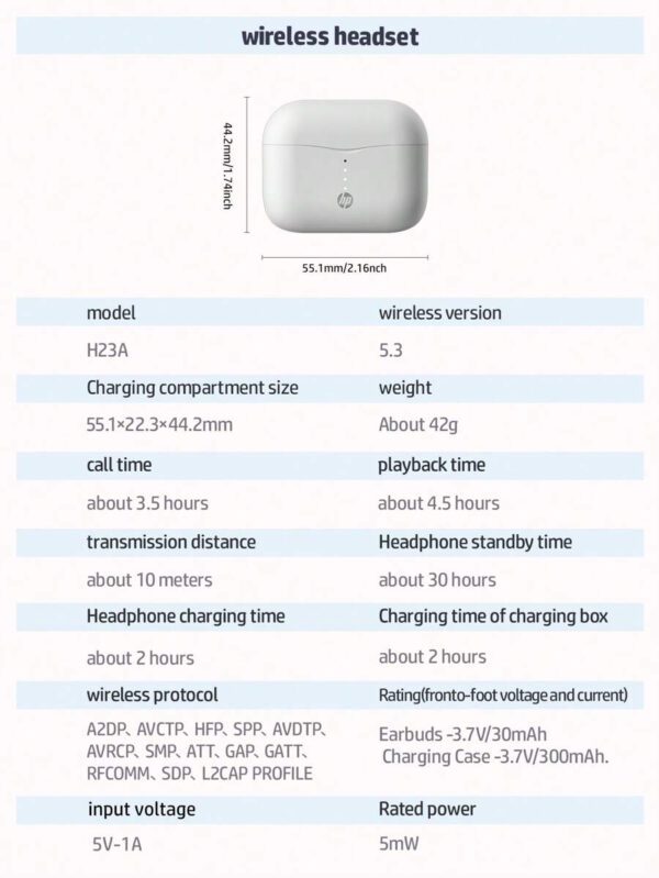 HP Écouteurs sans fil HP avec qualité sonore premium, jumelage automatique 5.3, jusqu'à 30 heures de lecture, légers avec micro, compatibles et Android, conviennent pour le printemps, l'été, l'automne et l'hiver, casque et haut-parleur gaming avec microphone, cadeau pour les fêtes et la Saint-Valentin – Image 5