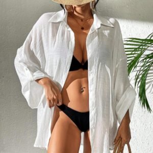 SHEIN Swim Kimono été de plage pour femme couleur unie texturée