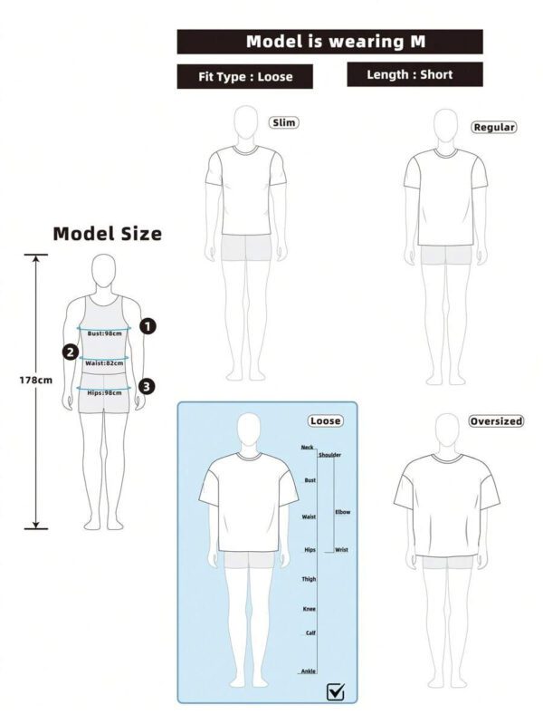 SWAVVY T-shirt court ample blanc pour homme, style été – Image 8