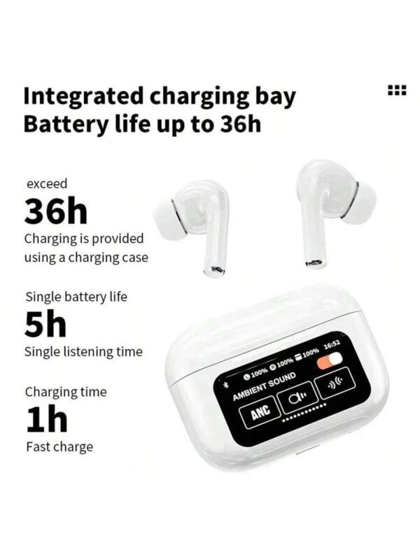 1 pièce Écouteurs Bluetooth sans fil avec affichage LED, stéréo haute fidélité, son haute qualité pour le jeu et les sports, compatible avec l'iPhone, petit et portable, son stéréo immersif, contrôle tactile intuitif, écouteurs sans fil intra-auriculaires mini avec boîtier de charge – Image 4