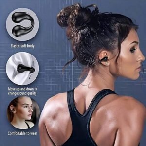Écouteurs sans fil à clip d'oreille pour l'automne, écouteurs sans fil compatibles Bluetooth avec boîtier de chargement à affichage numérique, conception d'écouteurs à oreilles ouvertes pour le sport, la course, la salle de gym, le bureau, écouteurs sans fil 200mAh