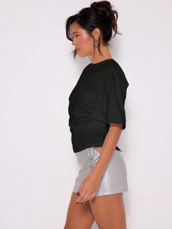 MUSERA T-shirt drapé à taille cintrée, basiques décontractés pour l'été, le printemps, les vacances, l'aéroport, les jours fériés, oversize pour l'automne et l'hiver – Image 8