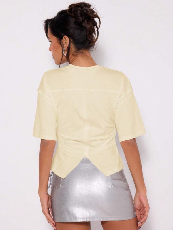 MUSERA T-shirt drapé à taille cintrée, basiques décontractés pour l'été, le printemps, les vacances, l'aéroport, les jours fériés, oversize pour l'automne et l'hiver – Image 17