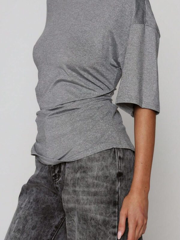 MUSERA T-shirt drapé à taille cintrée, basiques décontractés pour l'été, le printemps, les vacances, l'aéroport, les jours fériés, oversize pour l'automne et l'hiver – Image 21