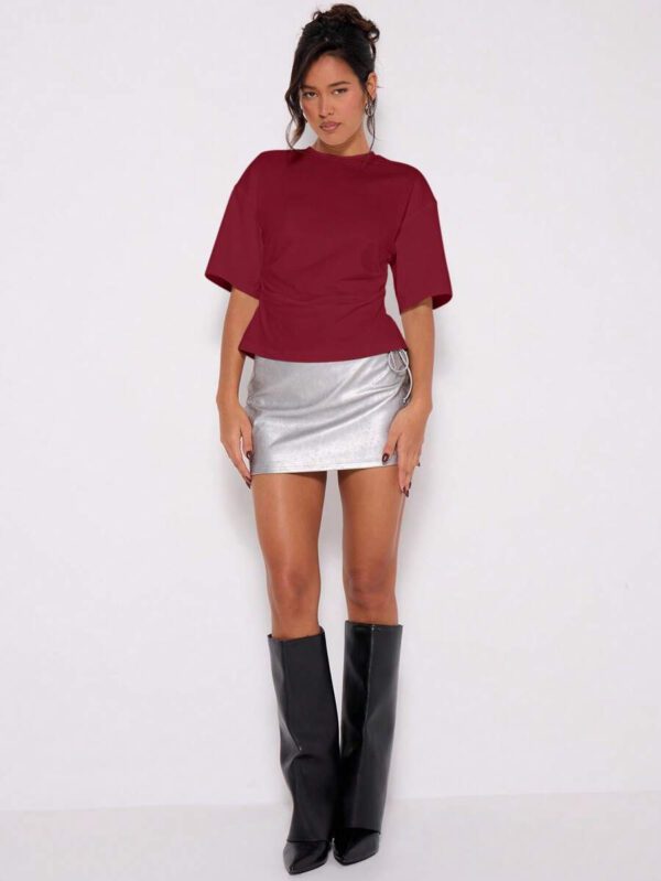 MUSERA T-shirt drapé à taille cintrée, basiques décontractés pour l'été, le printemps, les vacances, l'aéroport, les jours fériés, oversize pour l'automne et l'hiver – Image 31