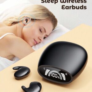 Teckwe Écouteurs sans fil, casque d'écoute de sommeil intra-auriculaire avec écran LED numérique 5.1, diaphragme acoustique bio-imité à huit noyaux. Cadeau de la Saint-Valentin, cadeau de Noël, indispensables pour l'automne et l'hiver, accessoires de camping, fournitures de camping, indispensables de vacances