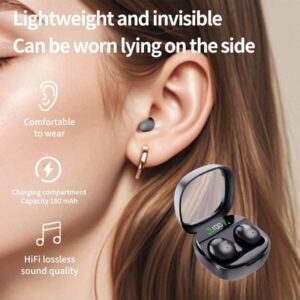 Écouteurs intra-auriculaires sans fil compacts avec contrôle tactile, mini-casque sans fil, son stéréo haute-fidélité, boîtier de charge LED, microphone intégré, convient pour le sport, le travail, les voyages, le sommeil