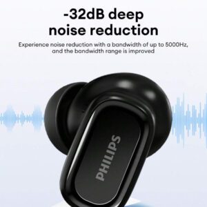 PHILIPS Casque Bluetooth PHILIPS TAT2569, semi-intra-auriculaire, antibruits ANC, audio stéréo HIFI de haute qualité, mode transparent, appel HD, annulation du bruit IA avec micro, longue durée de batterie, convient pour smartphones, ordinateurs portables, sports et jeux
