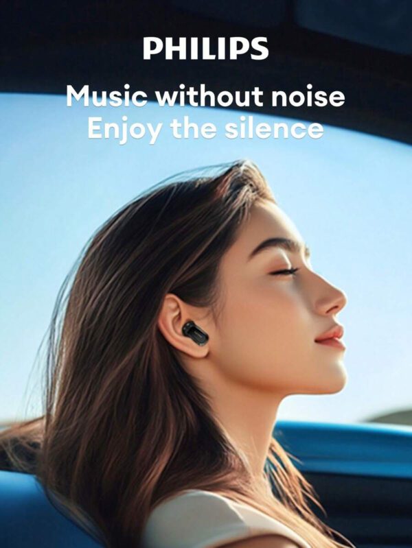 PHILIPS Casque Bluetooth PHILIPS TAT2569, semi-intra-auriculaire, antibruits ANC, audio stéréo HIFI de haute qualité, mode transparent, appel HD, annulation du bruit IA avec micro, longue durée de batterie, convient pour smartphones, ordinateurs portables, sports et jeux – Image 6