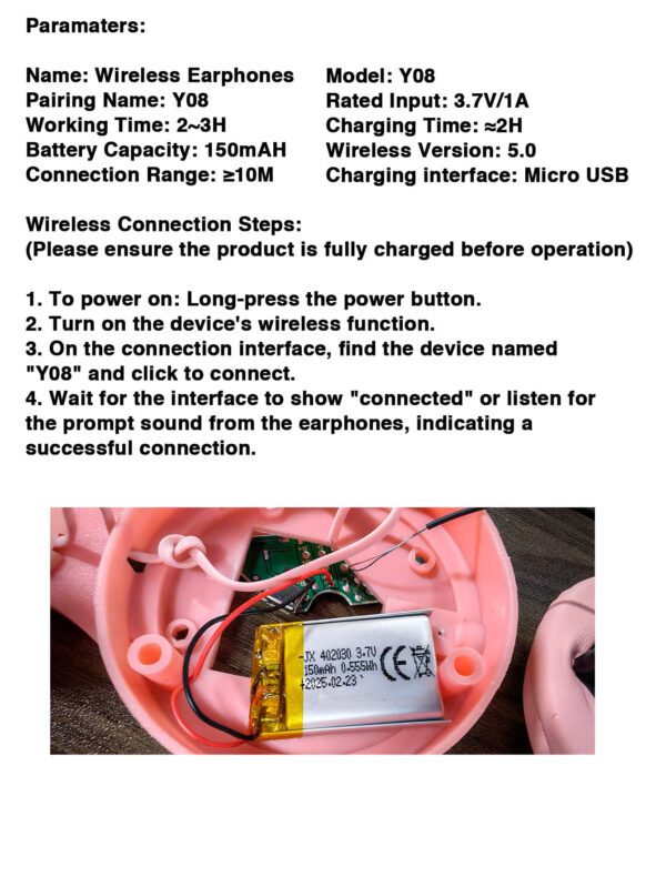 GENAI Casque d'écoute sans fil supra-auriculaire, avec micro, casque stéréo haute fidélité pliable léger, contrôle du volume stéréo avec câble 3,5 mm, pour graves profonds, pour la maison, le bureau, le téléphone portable, le PC, etc. – Image 10