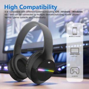 Casque sans fil antibruit, sur-oreille, design rétractable et pliable, convient pour smartphone, cadeau pour le Nouvel An et la Saint-Valentin, USB-C, stéréo Hi-Fi avec basses, appels mains libres clairs