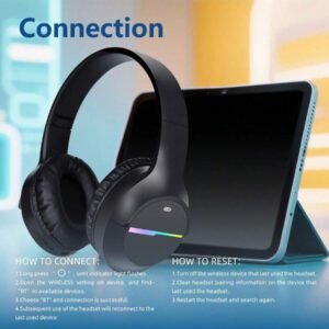 Casque sans fil antibruit, sur-oreille, design rétractable et pliable, convient pour smartphone, cadeau pour le Nouvel An et la Saint-Valentin, USB-C, stéréo Hi-Fi avec basses, appels mains libres clairs