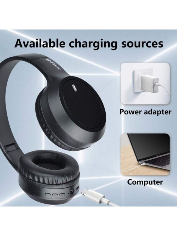 Casque sans fil antibruit, sur-oreille, design rétractable et pliable, convient pour smartphone, cadeau pour le Nouvel An et la Saint-Valentin, USB-C, stéréo Hi-Fi avec basses, appels mains libres clairs – Image 30