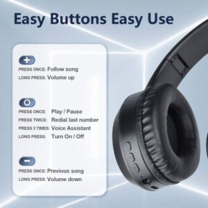 Casque sans fil antibruit, sur-oreille, design rétractable et pliable, convient pour smartphone, cadeau pour le Nouvel An et la Saint-Valentin, USB-C, stéréo Hi-Fi avec basses, appels mains libres clairs
