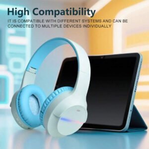 Casque sans fil antibruit, sur-oreille, design rétractable et pliable, convient pour smartphone, cadeau pour le Nouvel An et la Saint-Valentin, USB-C, stéréo Hi-Fi avec basses, appels mains libres clairs