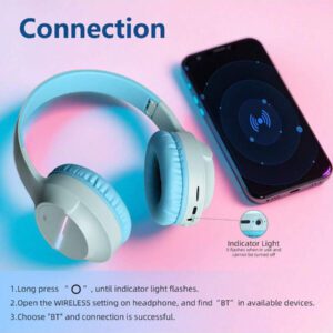 Casque sans fil antibruit, sur-oreille, design rétractable et pliable, convient pour smartphone, cadeau pour le Nouvel An et la Saint-Valentin, USB-C, stéréo Hi-Fi avec basses, appels mains libres clairs