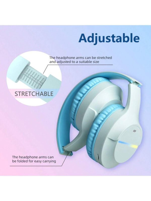 Casque sans fil antibruit, sur-oreille, design rétractable et pliable, convient pour smartphone, cadeau pour le Nouvel An et la Saint-Valentin, USB-C, stéréo Hi-Fi avec basses, appels mains libres clairs – Image 41