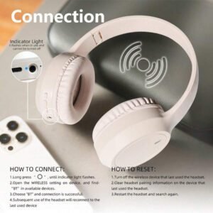Casque sans fil antibruit, sur-oreille, design rétractable et pliable, convient pour smartphone, cadeau pour le Nouvel An et la Saint-Valentin, USB-C, stéréo Hi-Fi avec basses, appels mains libres clairs