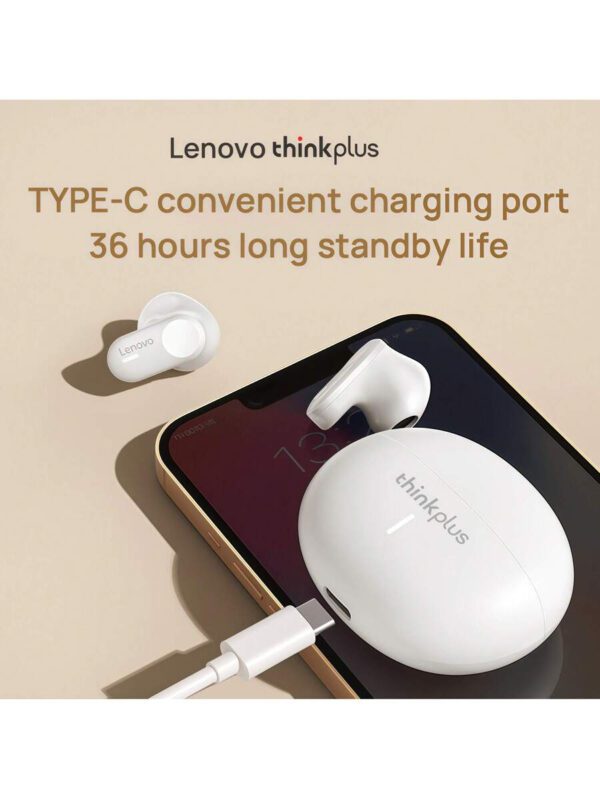 Lenovo Casque Bluetooth Pro Esports LP19, Bluetooth 5.3 Commutation instantanée entre 4 appareils, Latence ultra-faible de 40 ms, Résistant à la transpiration IPX4, Gestes tactiles personnalisables, Charge rapide Type-C, Blanc – Image 5