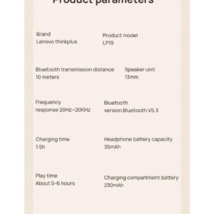 Lenovo Casque Bluetooth Pro Esports LP19, Bluetooth 5.3 Commutation instantanée entre 4 appareils, Latence ultra-faible de 40 ms, Résistant à la transpiration IPX4, Gestes tactiles personnalisables, Charge rapide Type-C, Blanc