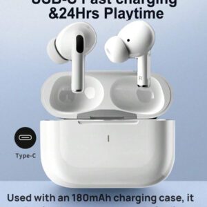 Écouteurs sans fil - compatibles avec Apple et Android, écouteurs résistants à la transpiration, jusqu'à 24 heures d'autonomie - blanc