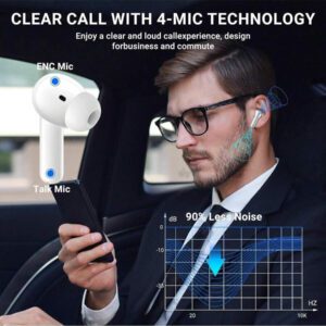 Écouteurs sans fil, design intra-auriculaire, réduction du bruit, qualité audio stéréo Hi-Fi, sans latence, capteur tactile, adapté aux sports, compatible avec Android/iOS et autres smartphones