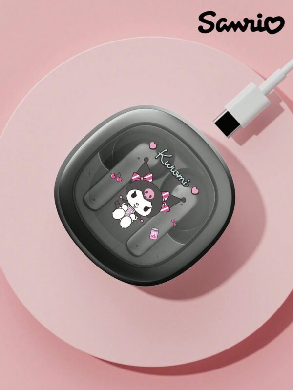 Sanrio Écouteurs Bluetooth SAANRIO KUROMI BL51, intra-auriculaires, son stéréo surround HIFI de haute qualité, microphone HD 5,3, réduction intelligente du bruit, musique et jeux, faible latence, longue durée de vie de la batterie, port confortable avec réduction passive du bruit, écouteurs sans fil – Image 2